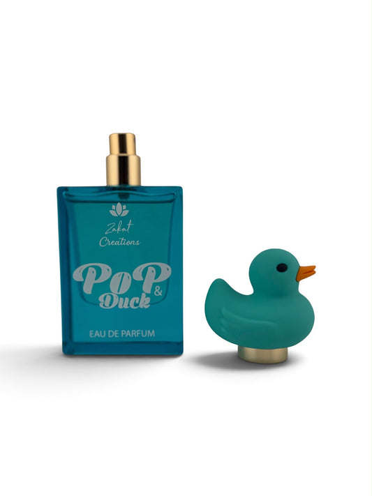 Perfume Pop & Duck de Zakat Creations, Eau de Parfum 50 ml, frasco azul con tapón de patito – Siblingsgo Miami