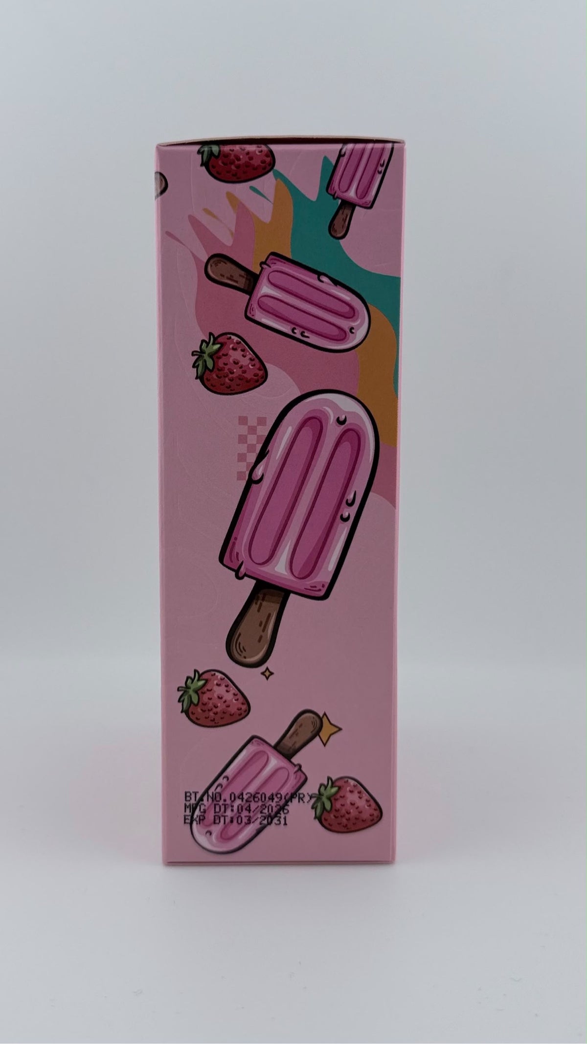 Perfume Pop & Lolly de Zakat Creations, Eau de Parfum 50 ml, frasco rosa con tapón de heladería – vista lateral – Siblingsgo Miami