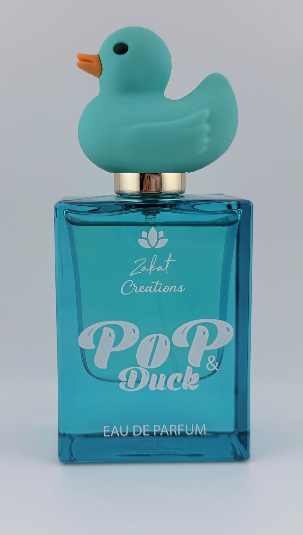 Perfume Pop & Duck de Zakat Creations, Eau de Parfum 50 ml, frasco azul turquesa con tapón de patito coleccionable – Siblingsgo Miami