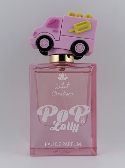 Perfume Pop & Lolly de Zakat Creations, Eau de Parfum 50 ml, frasco rosa con tapón de carrito de helados – Siblingsgo Miami