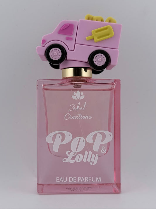 Perfume Pop & Lolly de Zakat Creations, Eau de Parfum 50 ml, frasco rosa con tapón de carrito de helados – Siblingsgo Miami